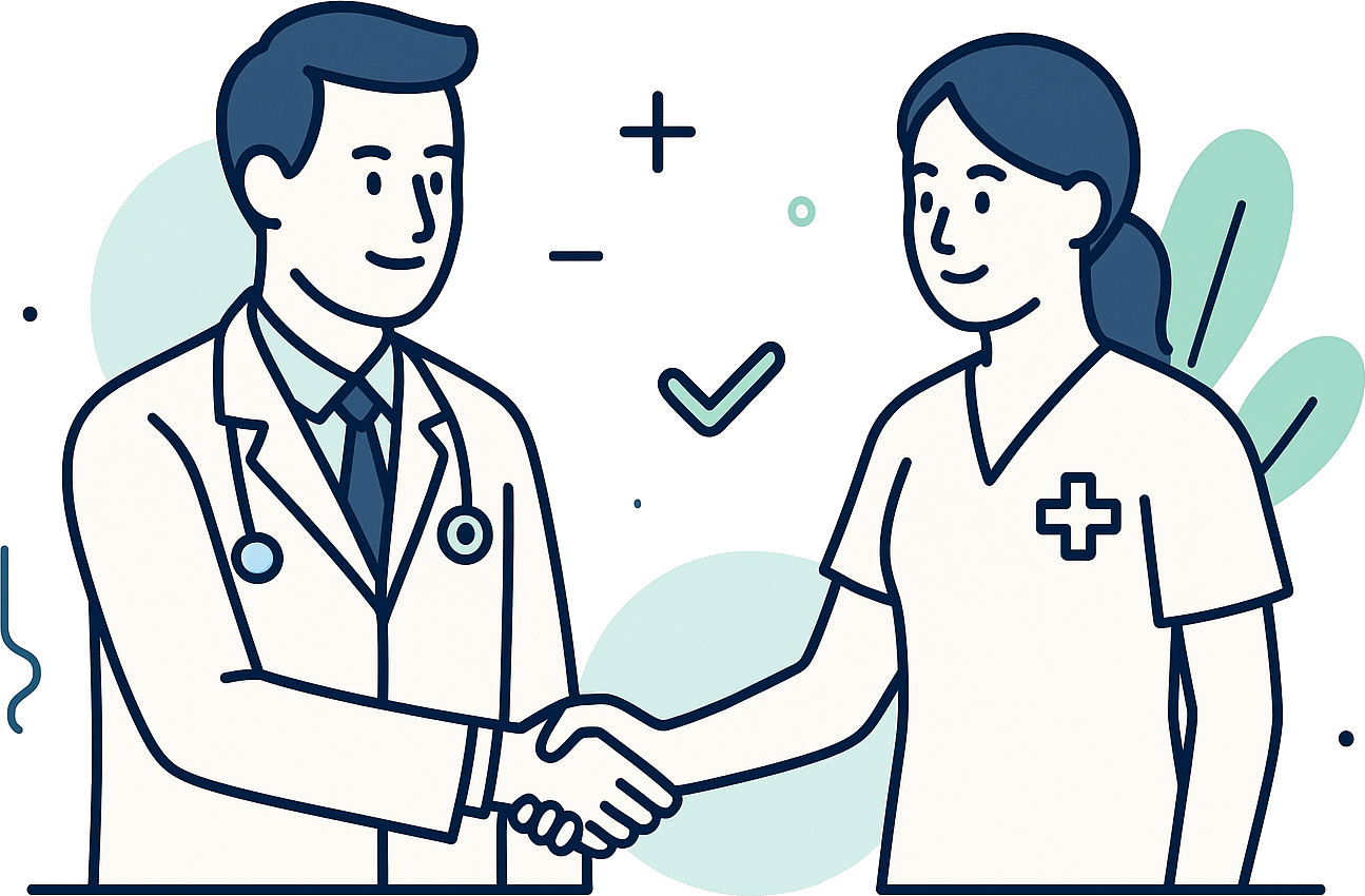 Ilustração representando equipe médica especializada